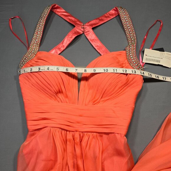 La Femme Orange Maxi Dress Formal NEW $320 Strappy Studs Sleeveless Women Size 6 - Picture 6 of 11